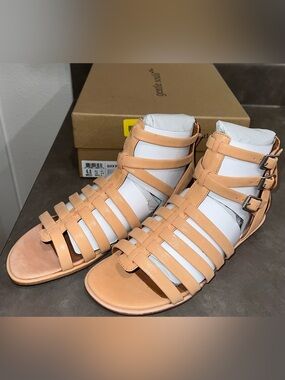 GENTLE SOULS NIB Boho Comfort Gladiator Sandals Camel 6.5 Quick Break Leather